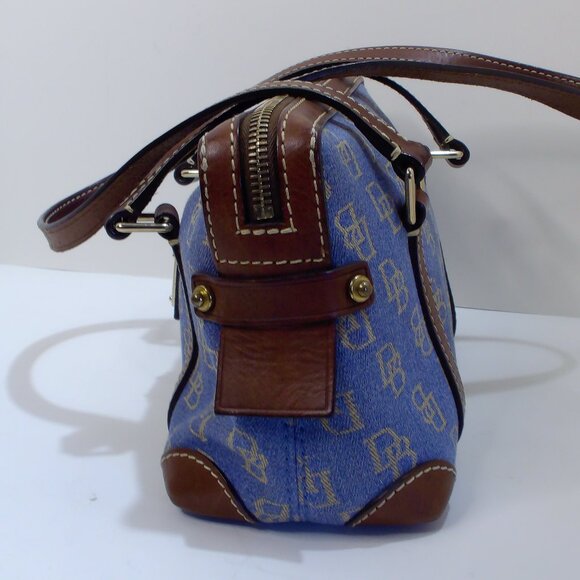 Dooney & Bourke Denium and Brown Leather Trim Satchel/Shoulder Bag, Small. - Picture 7 of 7